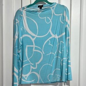 Alfani Turquoise and White Long Sleeve Top size XL P